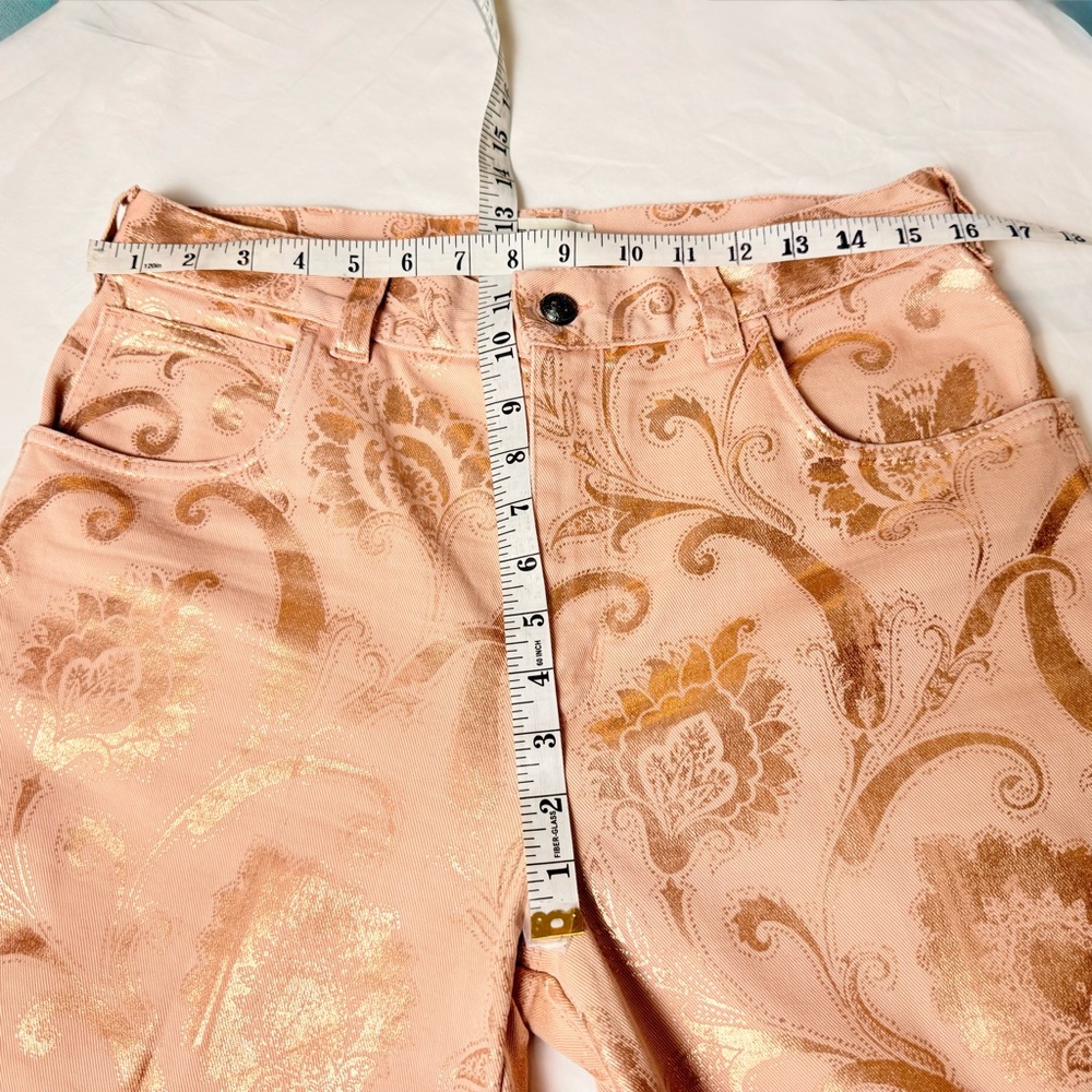 ETRO Milano FW18 Metallic Rose Gold Signature Paisley Carpenter Jeans 30 Italy - Picture 8 of 16